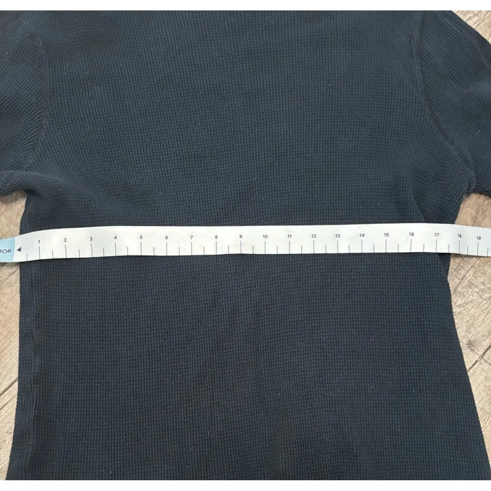 Polo Ralph Lauren Mens XL Black Waffle Knit Thermal Long‎ Sleeve Shirt Red Pony